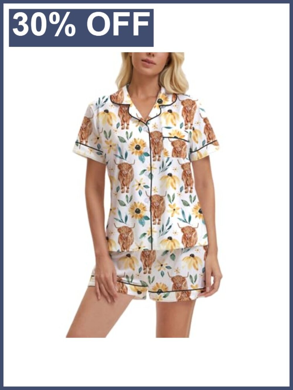 Women's Milk Silk Pajama Set Button Down Short Sleeve Animal Print Sleepwear